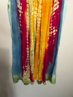 Sol Dashiki Rayon Tie Dye Boho Resort Cover-Up Mini Sundress Beach Vacation thumbnail 10