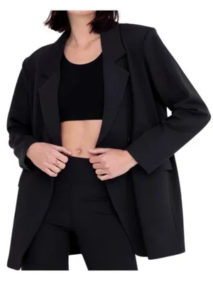 MONO B in a pinch oversized jacquard stripe blazer in black size medium‎ office thumbnail 1