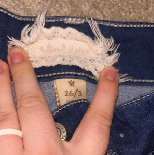 Altar'd State Denim Eyelet Lace Shorts thumbnail 3