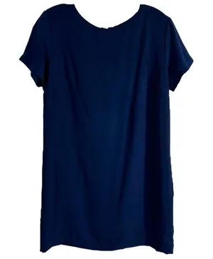 Lulus Small Dress‎ Navy Blue Shift Mini Short Sleeve Satin Back Zip 43232 809 thumbnail 1