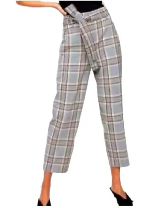Aritzia‎ Wilfred Plaid Tie Belt Trouser Pants Sz 4 Academia Preppy Career Office thumbnail 1