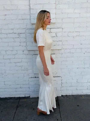 Dissh Campbell Oyster fishtail maxi Dress Cream Size 2 #luxury #designer #wedding thumbnail 5