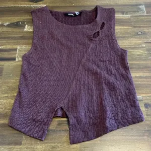 Nuon Y2K Crop Top Cut Out Tank Edgy Goth Streetwear M Textured Boho Brown thumbnail 1