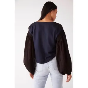 Free People Light Magic Henley in Navy thumbnail 3