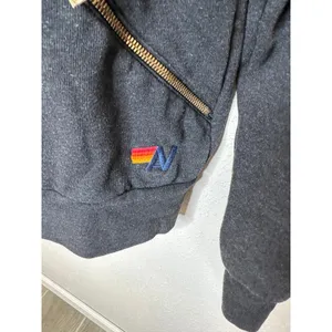 Aviator‎ Nation Womens Charcoal Grey Lightning Bolt Zip Up Hoodie Sweatshirt S thumbnail 3
