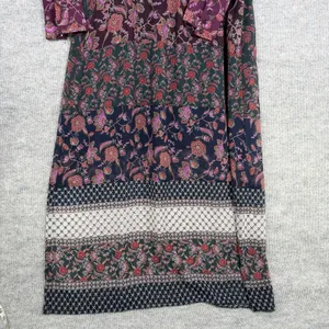 CAbi Size-L Festive Maxi Dress Retro Floral Paisley Print Blue Burgundy thumbnail 13