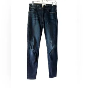 FRAME Le High Skinny Jeans Dark Wash Distressed Knee Designer 25 thumbnail 2