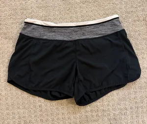 Lululemon Run: Speed Shorts Black with Heather Gray Waist Size 6 Workout thumbnail 1