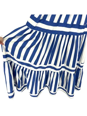 Urban Daizy Nautical Stripe Maxi Dress Blue White Tiered Sun Dress Medium NWT thumbnail 4