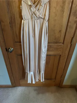 Show Me Your MuMu tan Champagne beige Satin High-Low Dress Size medium thumbnail 10
