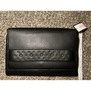 Black Clutch purse With Silver Studded Beading‎ Stud Clutch Classy Edgy Dressy thumbnail 6