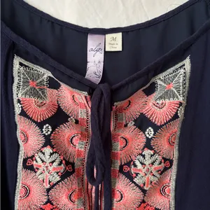Francescas Alya Navy Embroidered Cold Shoulder Bohemian Babydoll Dress thumbnail 2
