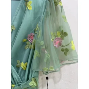 Adrianna‎ Papell Embroidered Maxi Dress Sage Multi Floral Flutter Size M NWT thumbnail 15