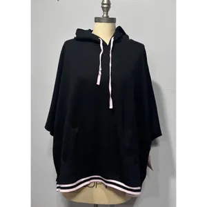 Hanes Women’s Pajama Set Black Oversized Short Sleeve Hoodie Top & Pants Size S thumbnail 2