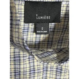 Lumiere Prairie Blouse Long Sleeve Ruffled Shoulder Buttons Plaid Size Small EUC thumbnail 3