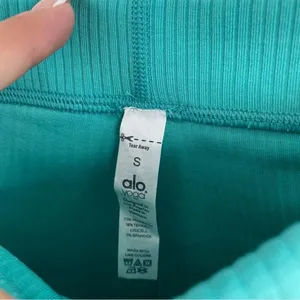 Alo Yoga Teal Blissful High-Waisted Ribbed Leggings Full Length Sz S Athleisure thumbnail 10