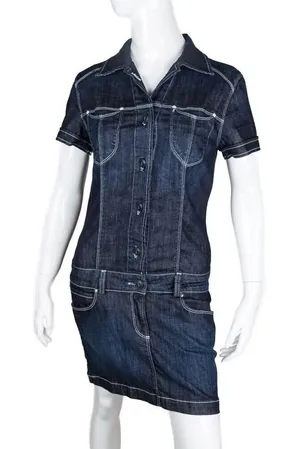 AG Adriano Goldschmied The Marilyn Denim Shirt Mini Dress Y2K Indie Sleaze thumbnail 1