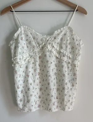 POL Cream Ruffled Camisole Top thumbnail 1