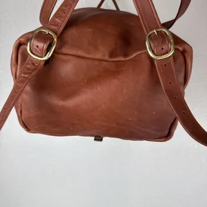 Vintage‎ Handmade Brown Soft Leather Flap Backpack Rucksack Country Boho Hippie thumbnail 5