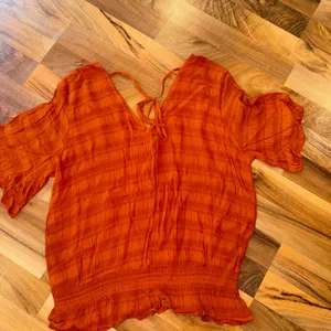 Maurices XL Orange Textured Button Front Smocked Peplum Blouse‎ Top Women's fall thumbnail 4