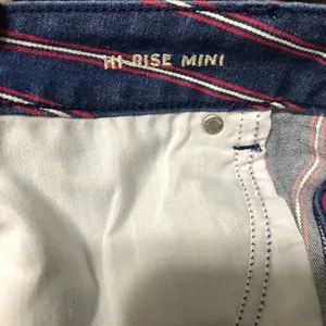 American Eagle Blue/Red Striped Super Stretch Hi Rise‎ Mini Denim Skirt size 14 thumbnail 12