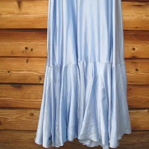 NWT Mac Duggal Blue FLOUNCE SLEEVE SATIN GOWN Missing Belt Size 2 thumbnail 11