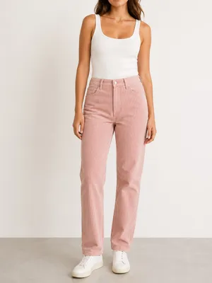 BDG Pink Corduroy Mom High Rise Straight Leg Pants thumbnail 8