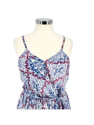 Sim & Sam Printed Summer Maxi Dress Blue Size Small NWT Boho Resortwear thumbnail 3