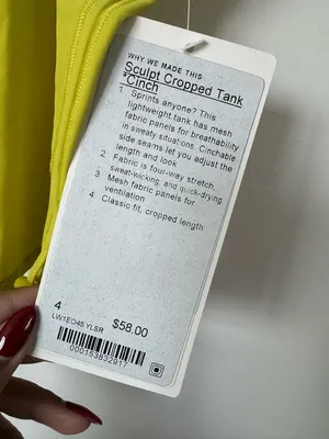 NWT LULULEMON - Yellow Serpentine Crop Tank - $58 - 4 thumbnail 3