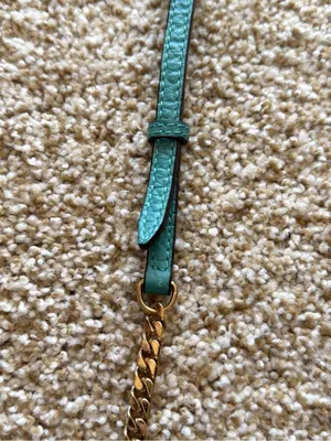 Burberry Madison Wallet on a Chain Pebble Leather Crossbody Bag in Aqua Teal thumbnail 12