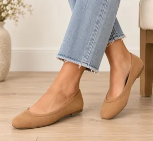 A New Day Neve Tan Microfiber Memory Foam Ballet Flats Brown Square Toe 6.5 thumbnail 1