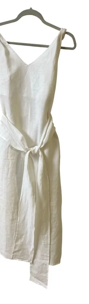 Pavietra off white linen dress twist straps sz Small thumbnail 1