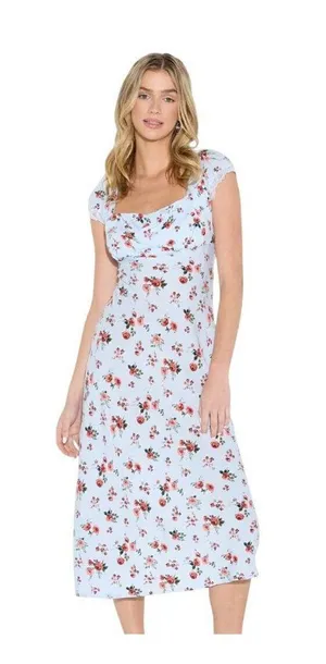NWT Wild Fable Womens Flutter Cap Sleeve Maxi A-Line Dress 94460735 Light Blue M thumbnail 1