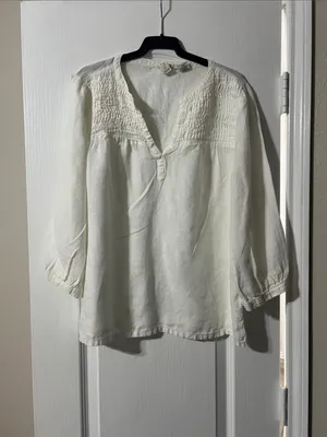 Joie Cream Smocked V-Neck Tunic Top thumbnail 2