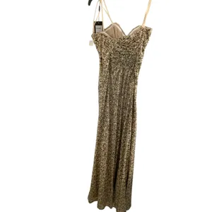 La Femme Gold & Black Sequine Strapless high slit dress NWT size 00‎ thumbnail 4