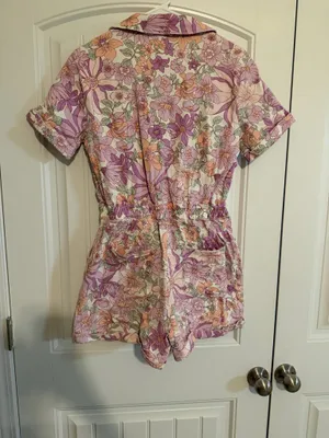 Skies Are Blue Denim Floral Romper thumbnail 2