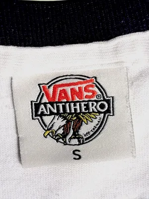 VANS x Antihero Collaboration Wht & Blk short sleeve raglan cropped graphic Tee thumbnail 4