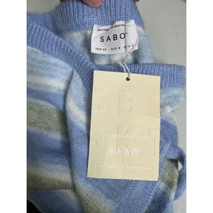 Sabo Skirt Blue Green Striped Knit Wrap Mini Skirt XS‎ NEW thumbnail 5