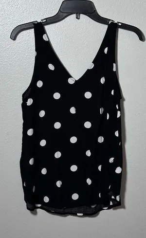 Old navy Women black Polka Dot top‎ size small thumbnail 1