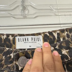 Blank Paige Leopard Print Bell Bottom Jeans Raw Hem Size M thumbnail 6