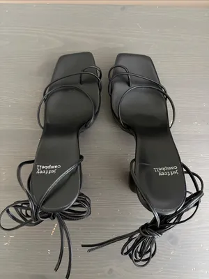 Jeffrey Campbell Primadonna strappy lace-up Platform block heels black size 9 thumbnail 7