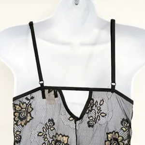 Fredericks of Hollywood Womens Black Gold Floral Lace Whimsigoth Babydoll Slip M thumbnail 7