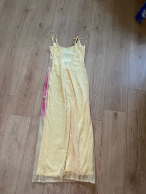New bought for $98 Altar'd State yellow & pink floral maxi dress with sequins, size S #floral #sequins thumbnail 4