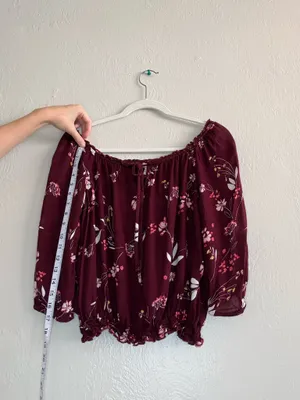 arizona maroon off the shoulder top thumbnail 4