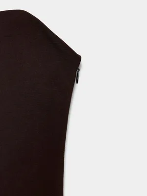 ZARA Strapless Brown Polka Dot Maxi Skirt Dress thumbnail 9