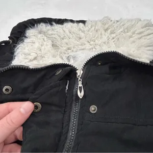 Black Comfy Winter Mid Length Thick Warm Faux Fur Lined Jacket Coat Women’s S thumbnail 3