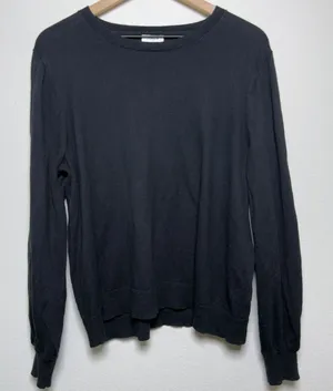 J. Crew Women Cotton Cashmere Sweater XXL Black Crewneck Classic Minimalist thumbnail 1