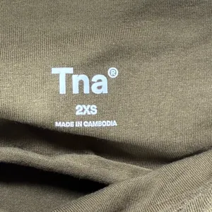 Aritzia Tna Ruched Mini Skirt Olive Green‎ Bodycon Stretch Fitted Casual 2XS thumbnail 4