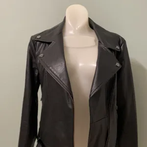 Elodie Black Leather Biker Motorcycle Jacket thumbnail 2