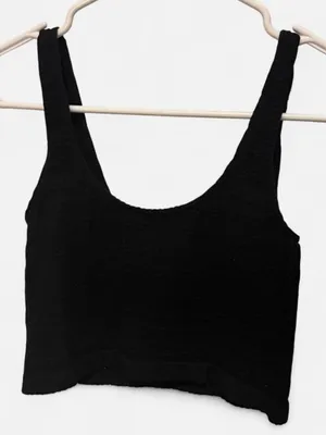 PacSun Black ribbed crop top with textured weave #ribbed #basics thumbnail 2